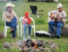 Hugh singing at the camp fire with Johnathan Field