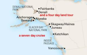 The 2017 map of the Spirit of the West Alaska Crusie