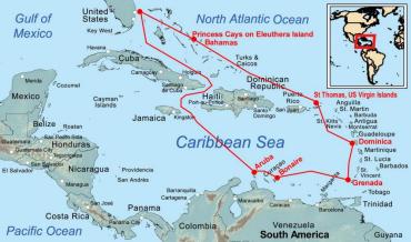 Route Map for the 2013 Caribbean Cruise